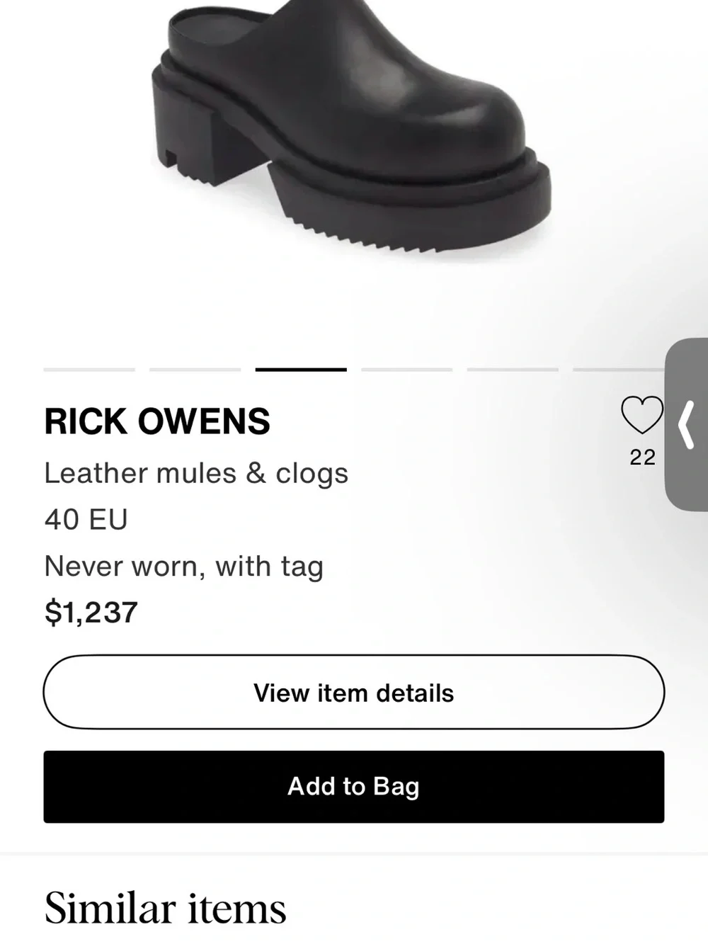 Rick Owens Bogun Platform Mule - Leather Slip Ons